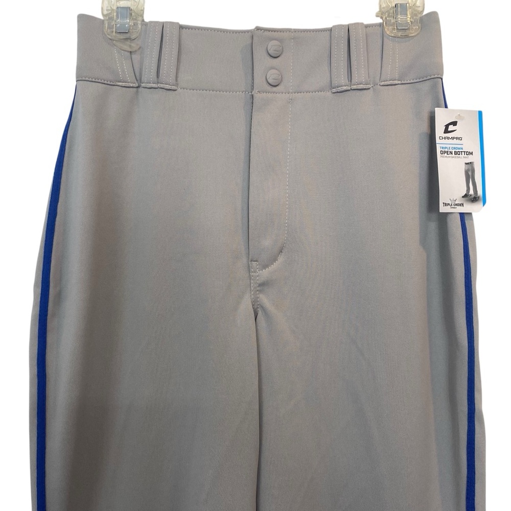 CHAMPRO  Adult Men's Small (28-30) Gray Blue side piping Baseball Uniform Pants - Picture 3 of 11